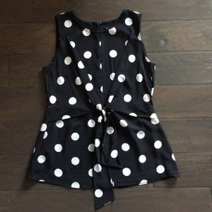 Ann Taylor black and white polka dot peplum top size 4